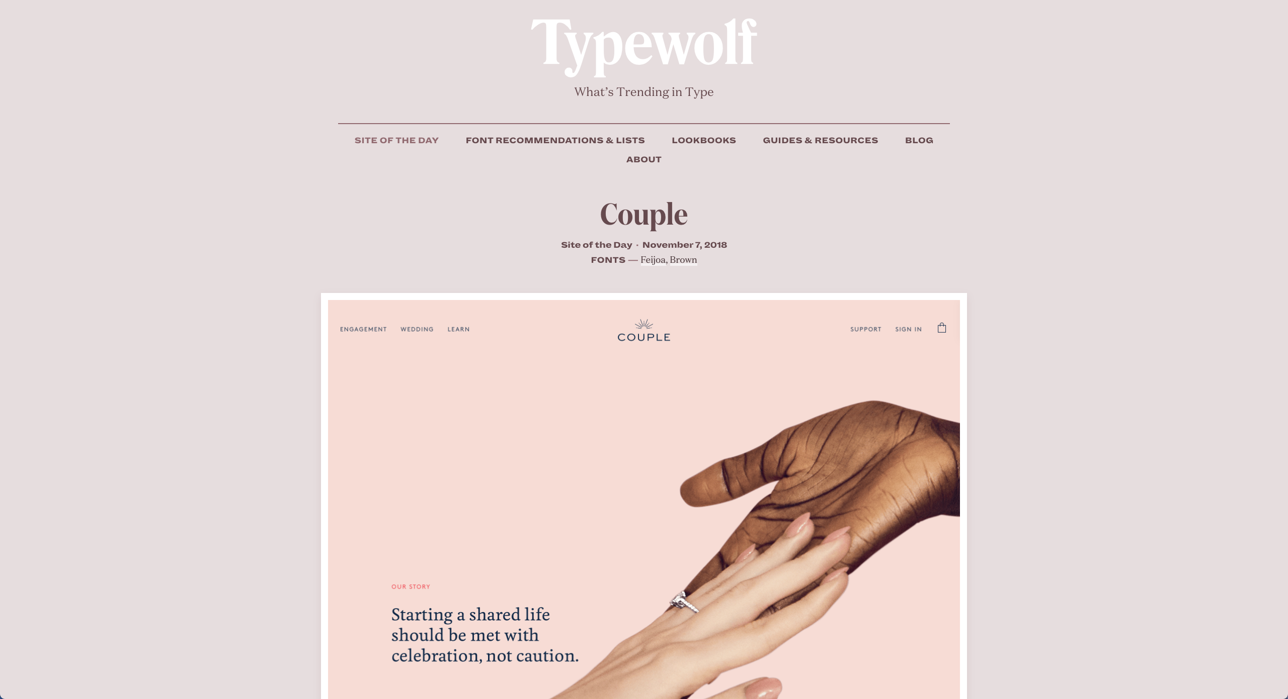Design Leader Typewolf Names Couple.co ‘Site of the Day’