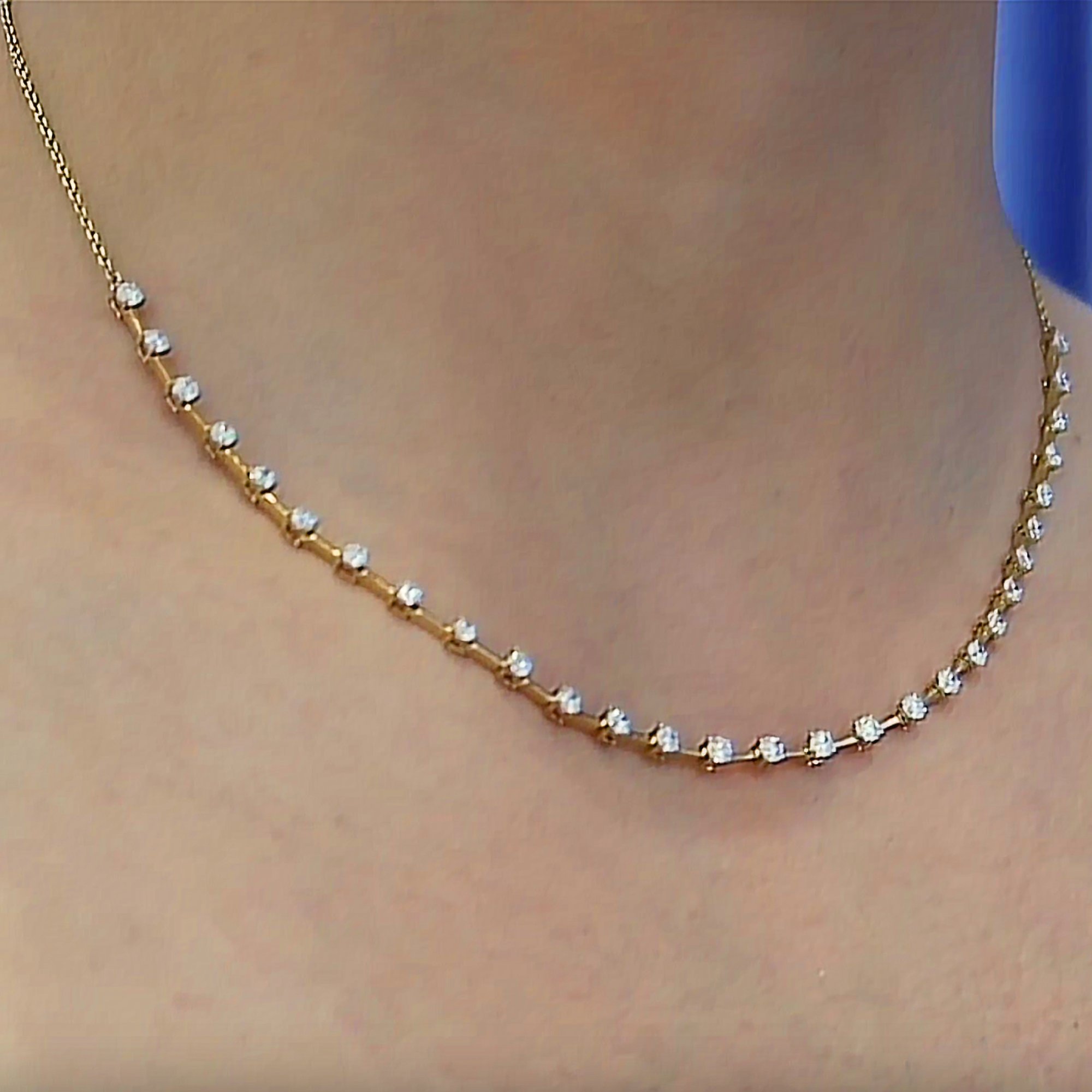 2 CTW Diamond Orbit Half Tennis Necklace