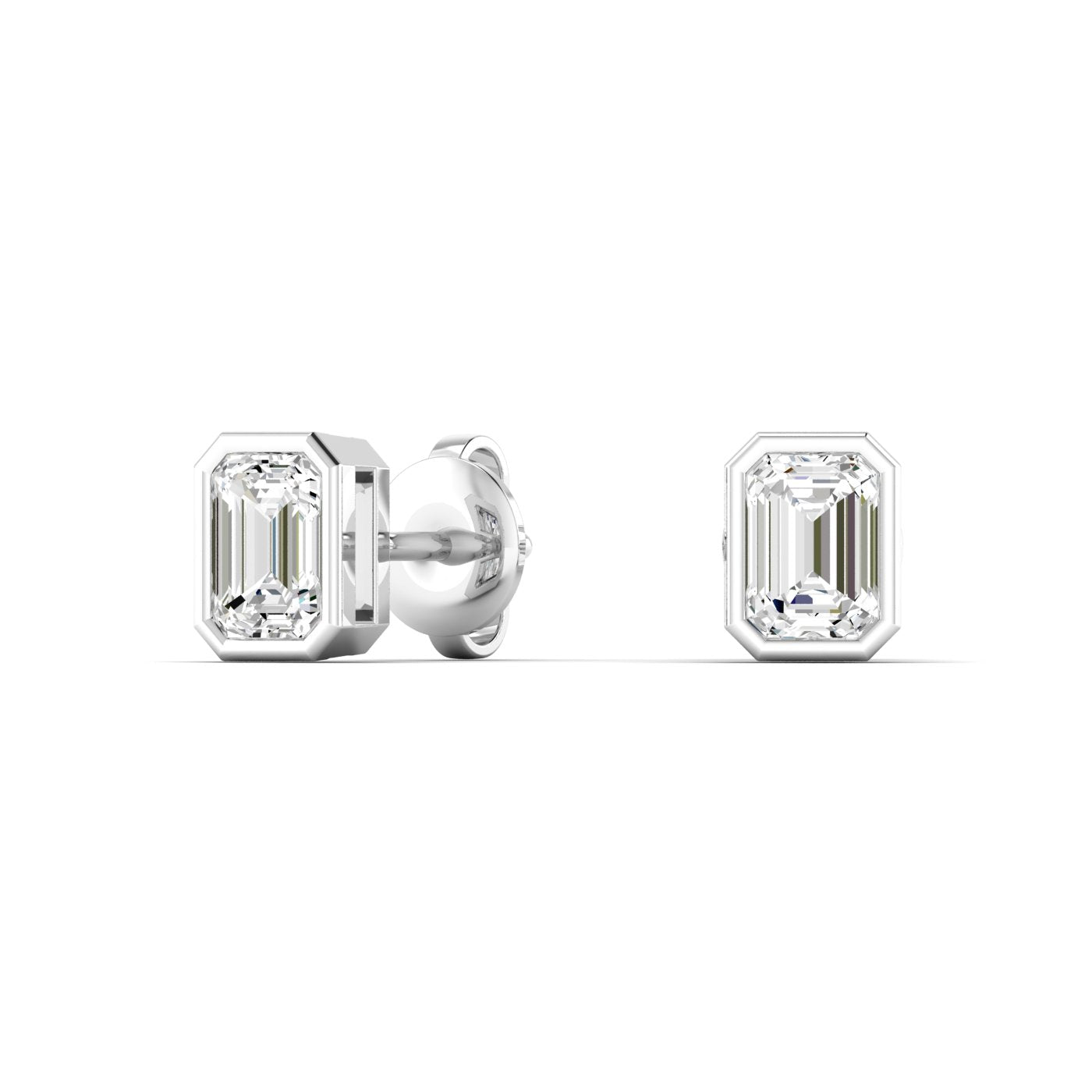1/2 CTW Diamond Solitaire Emerald Bezel Set Stud Earrings