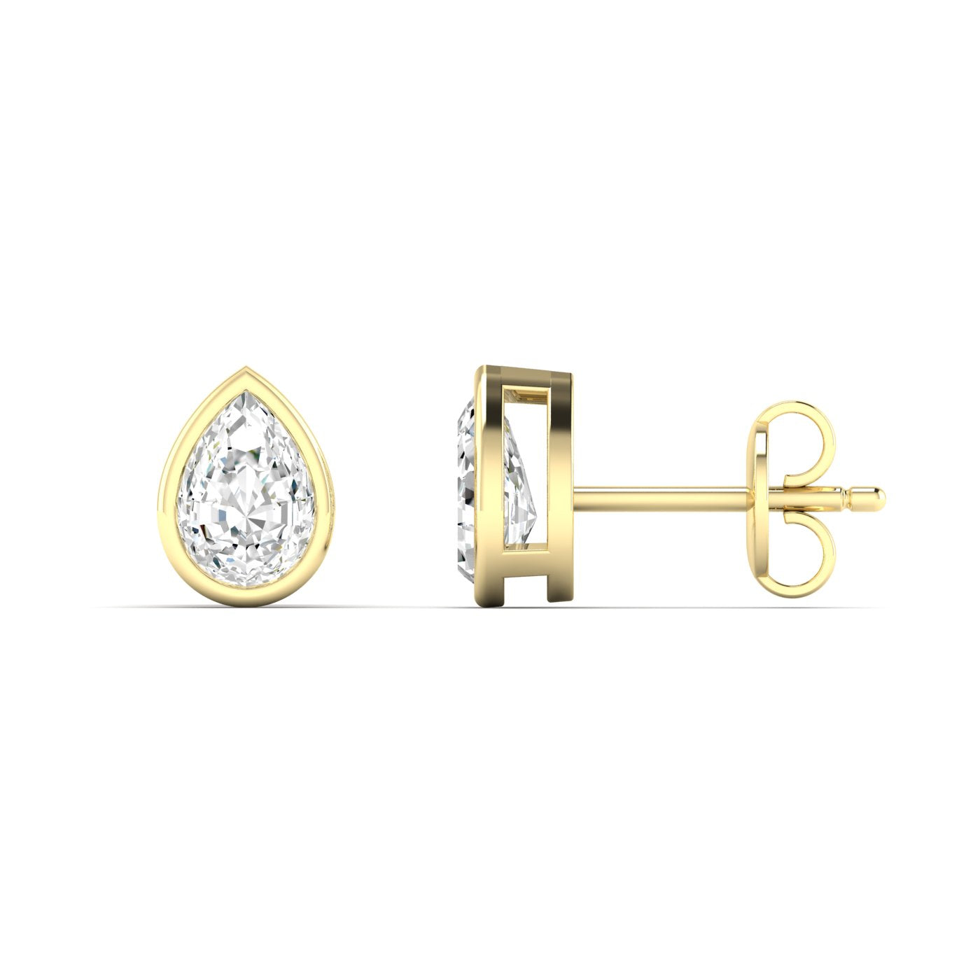 1/2 CTW Diamond Solitaire Pear Bezel Set Stud Earrings
