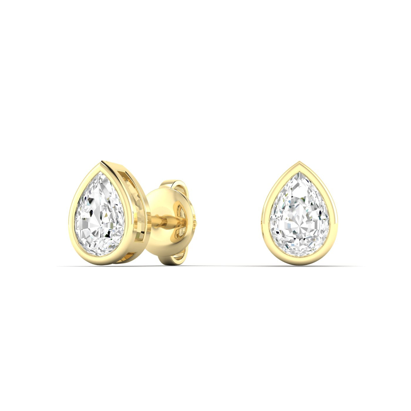 1/2 CTW Diamond Solitaire Pear Bezel Set Stud Earrings