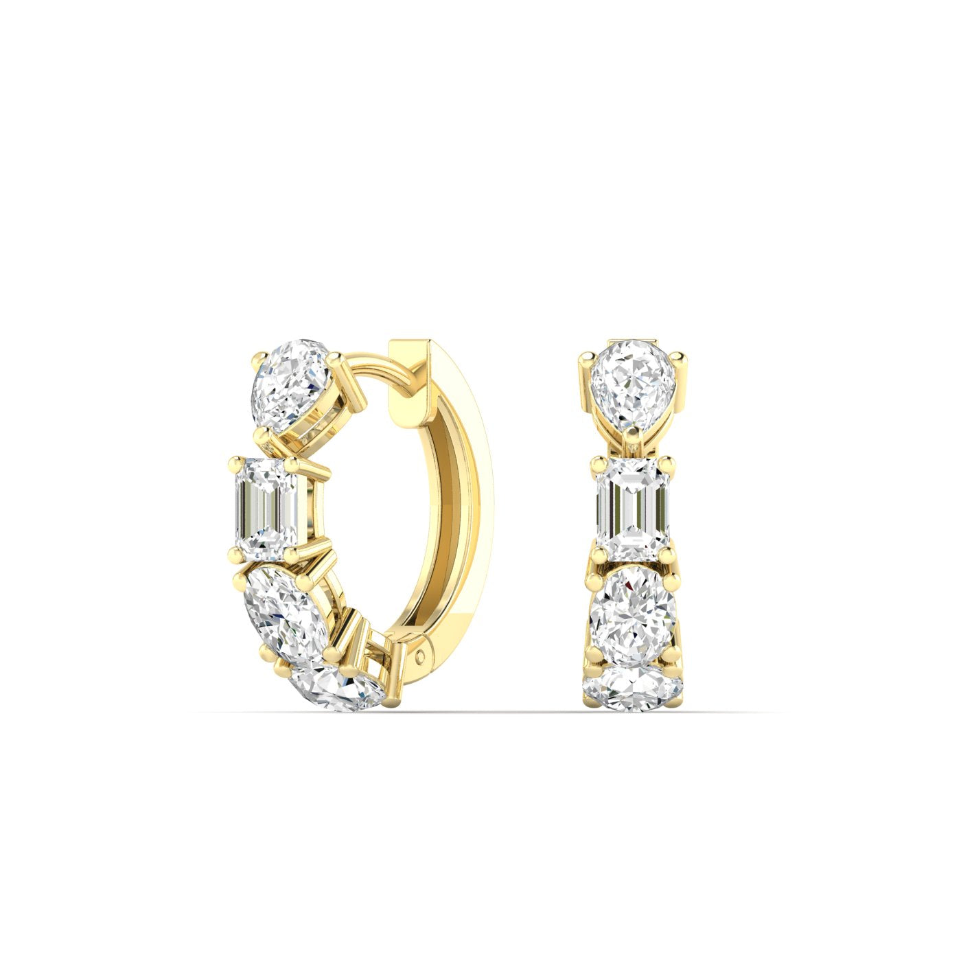 2 CTW Multi-Shape Diamond Huggie Earrings