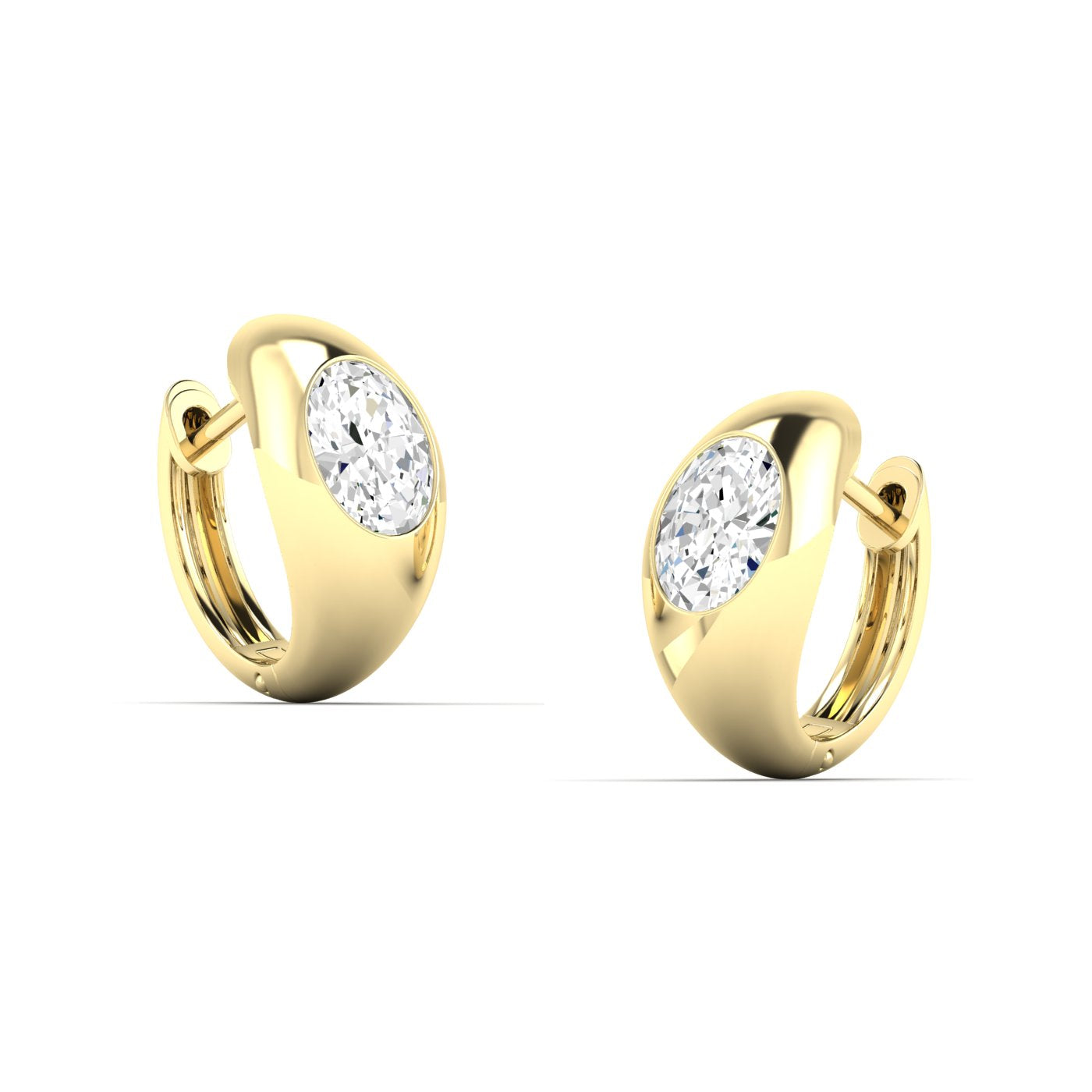 1  CTW Oval Cut Dome Diamond Huggie Earrings