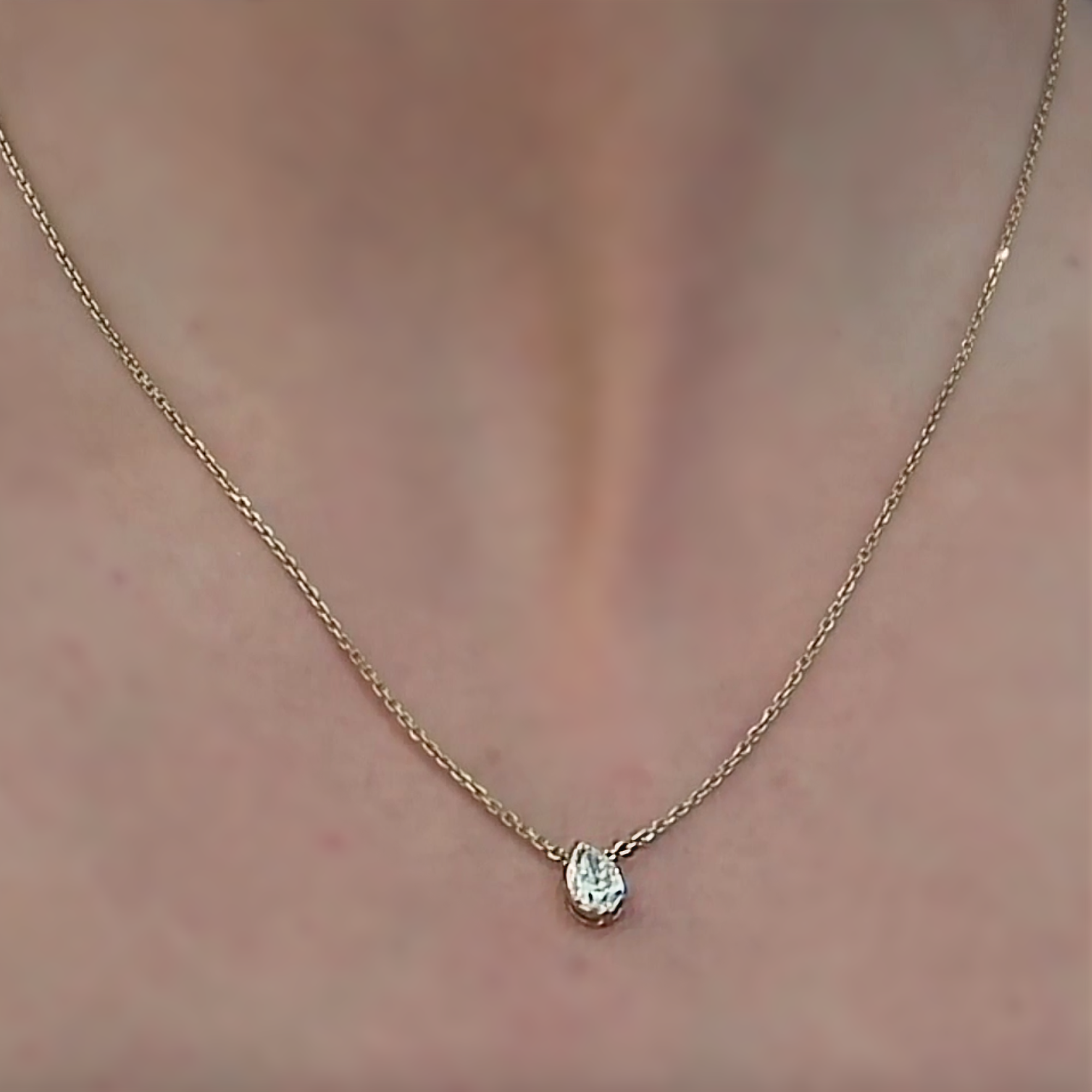 3/4 CT Bezel Set Pear Solitaire Diamond  Pendant