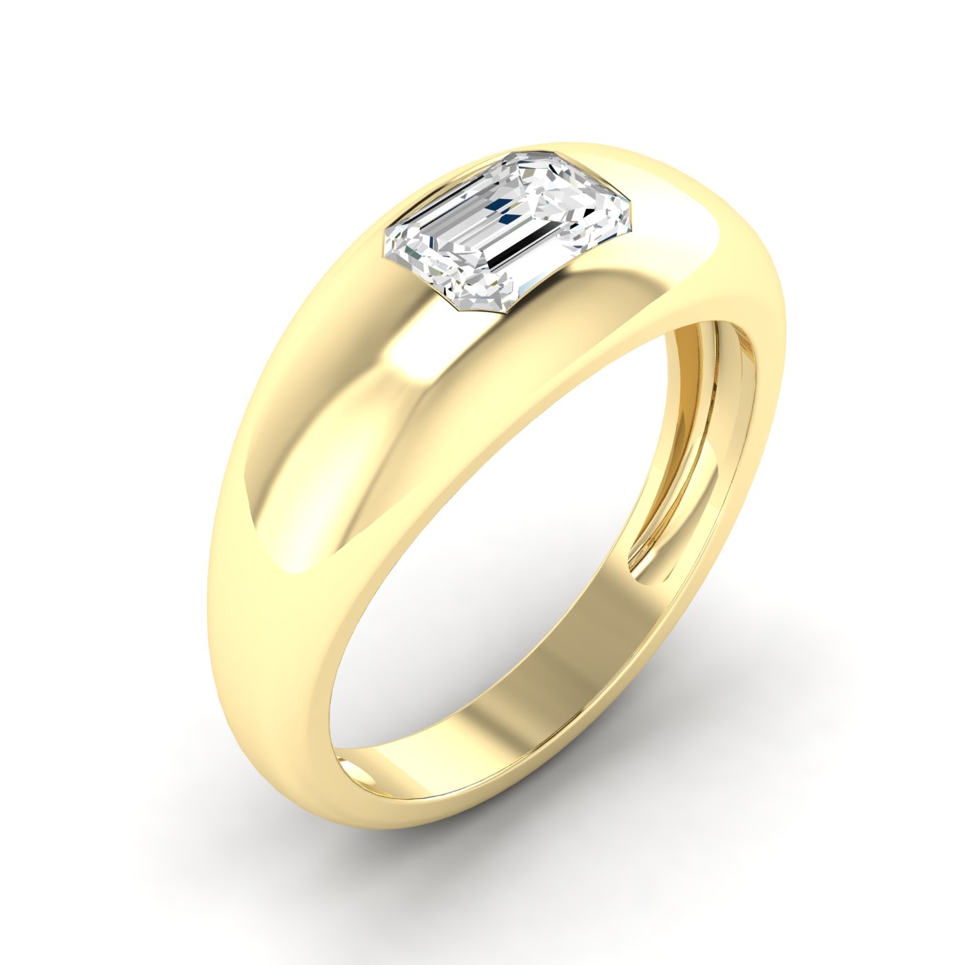 1/2 CT Emerald Dome Solitaire Diamond Ring Matte Gold