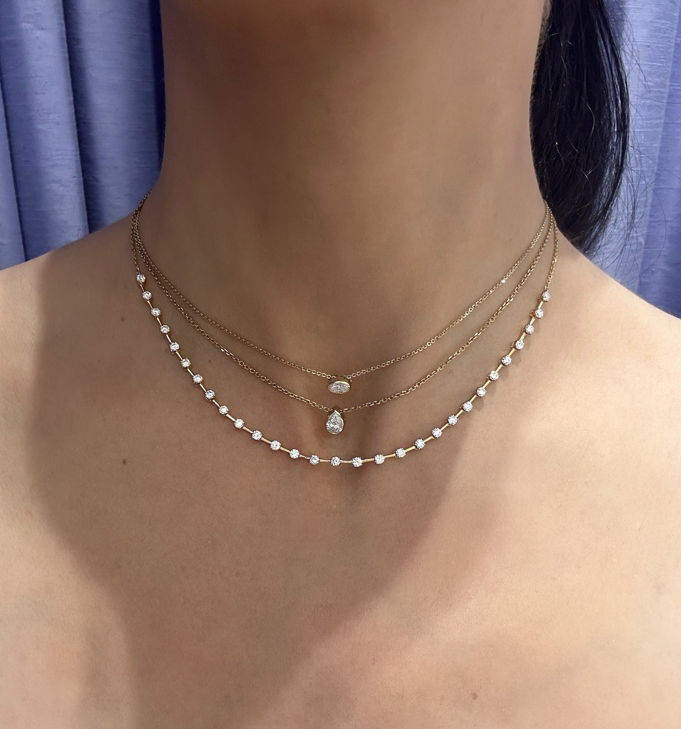 3/4 CT Bezel Set Pear Solitaire Diamond  Pendant